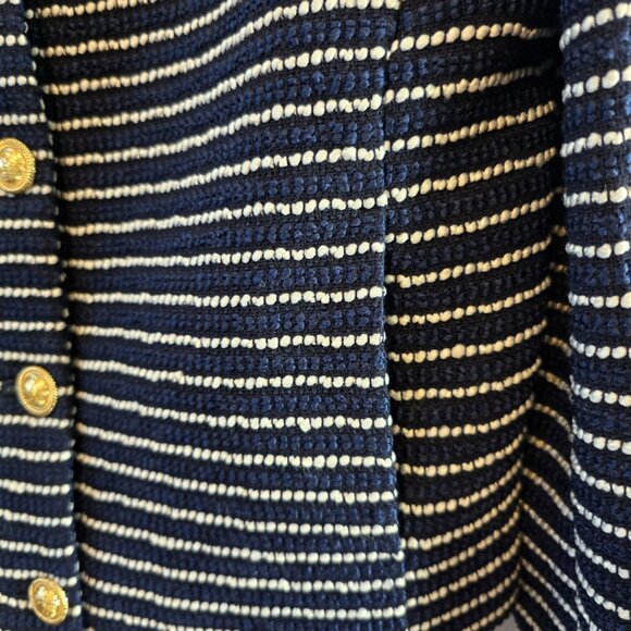 J CREW STRIPED TWEED LADY JACKET SIZE 6 BLUE WHITE BUTTON CLOSURE NWT - Picture 2 of 10